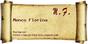 Mencs Florina névjegykártya